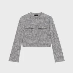 Theory Cropped Military Jacket In Cotton Tweed-Women Blazers + Jackets