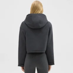 Theory Cropped Parka In Double-Face Wool Flannel-Women Outerwear