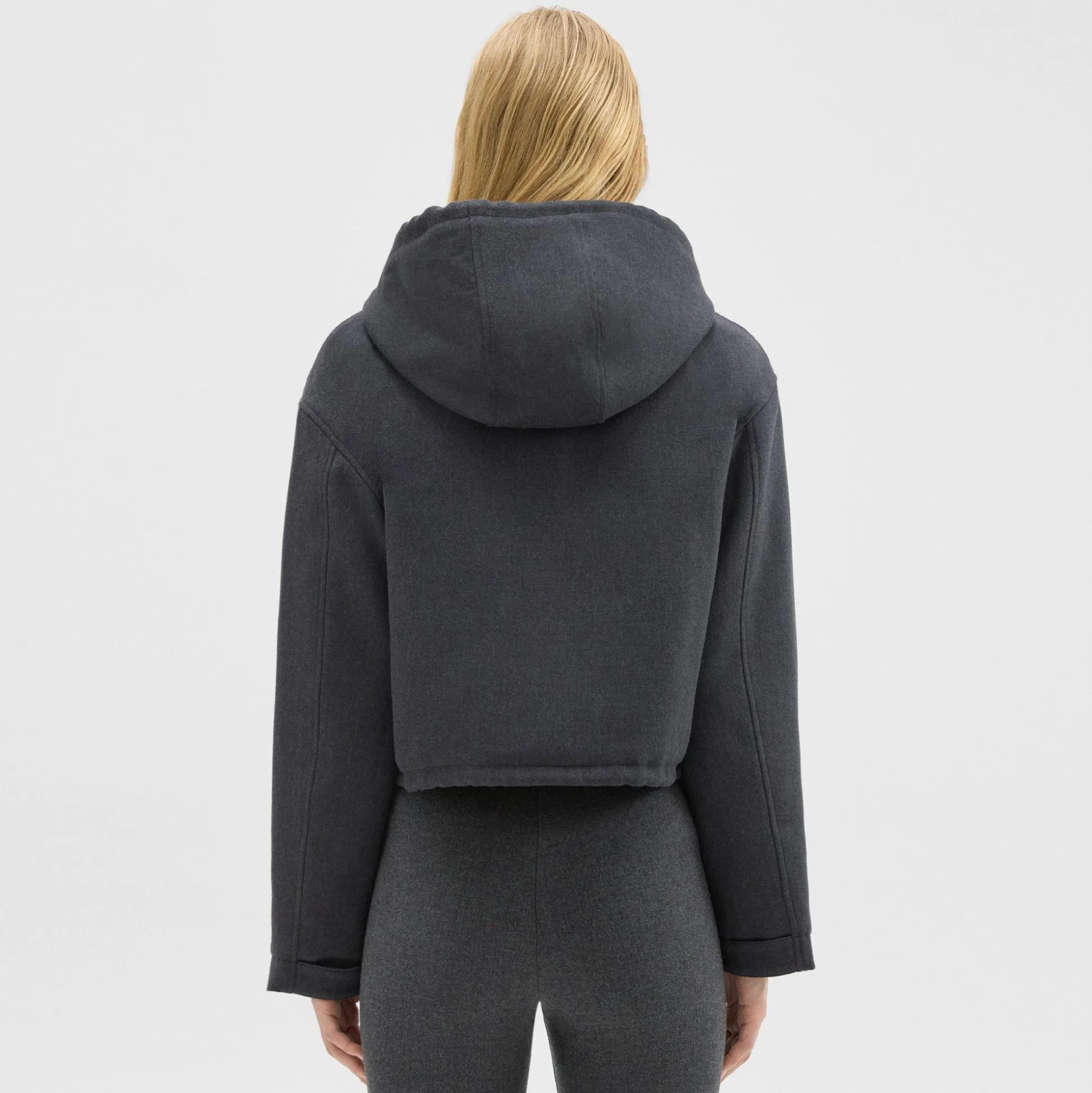 Theory Cropped Parka In Double-Face Wool Flannel-Women Outerwear