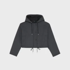 Theory Cropped Parka In Double-Face Wool Flannel-Women Outerwear