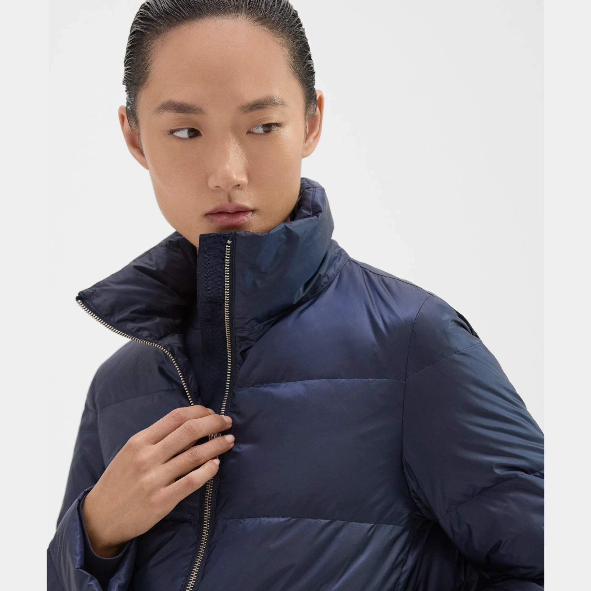 Theory Cropped Puffer Jacket In Recycled Nylon-Women Outerwear