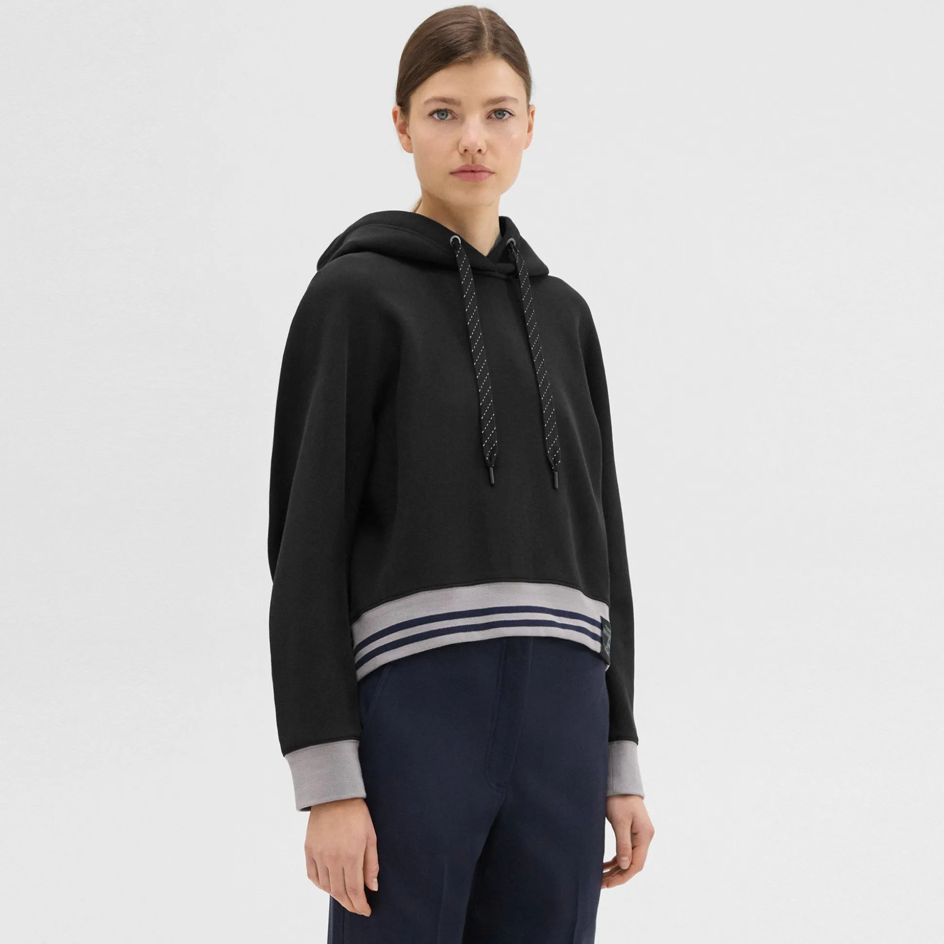 Theory Cropped Scuba Hoodie-Women T-Shirts|Sweaters + Cardigans