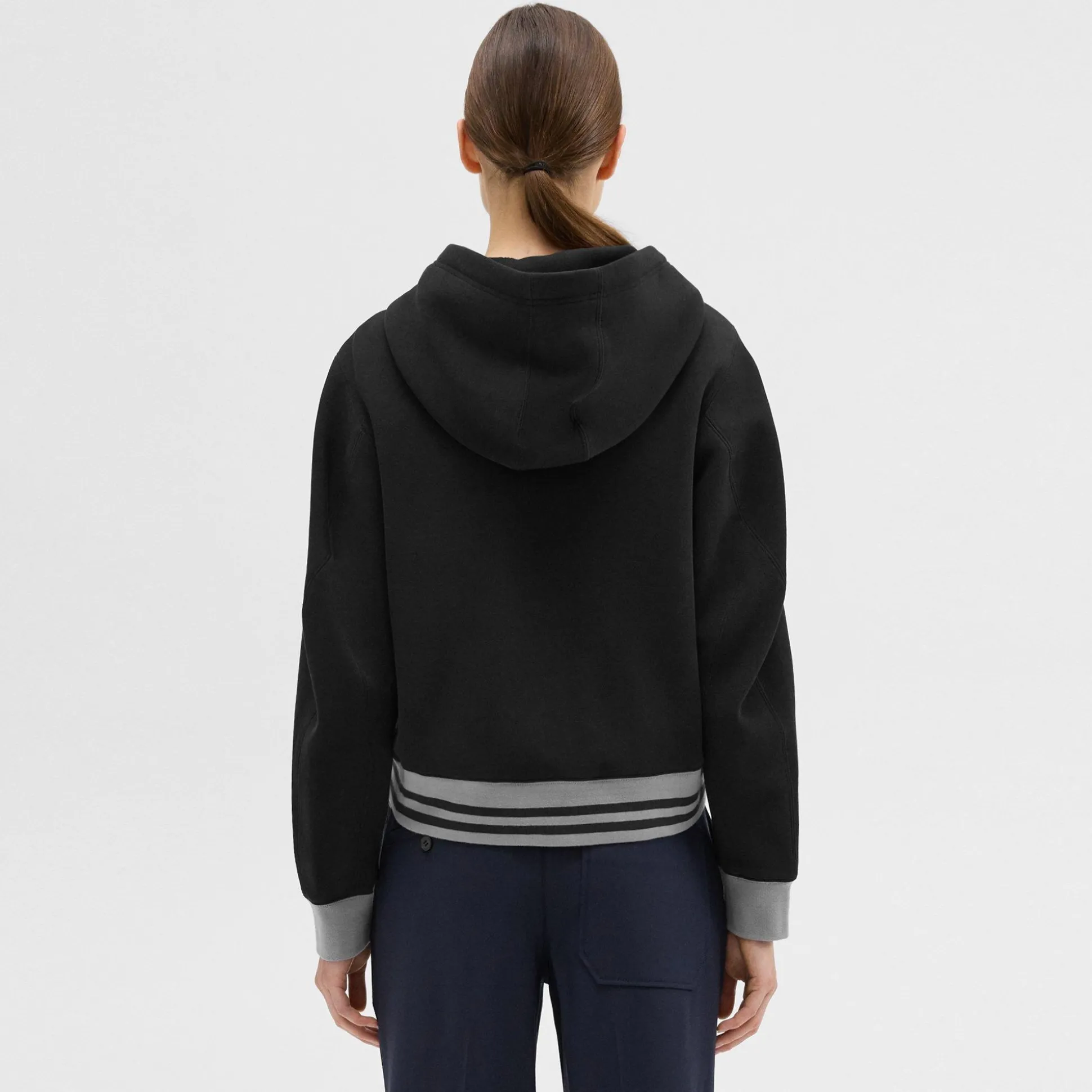 Theory Cropped Scuba Hoodie-Women T-Shirts|Sweaters + Cardigans