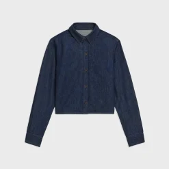 Theory Cropped Shirt In Denim-Women Tops