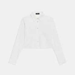 Theory Cropped Shirt In Good Cotton-Women Tops