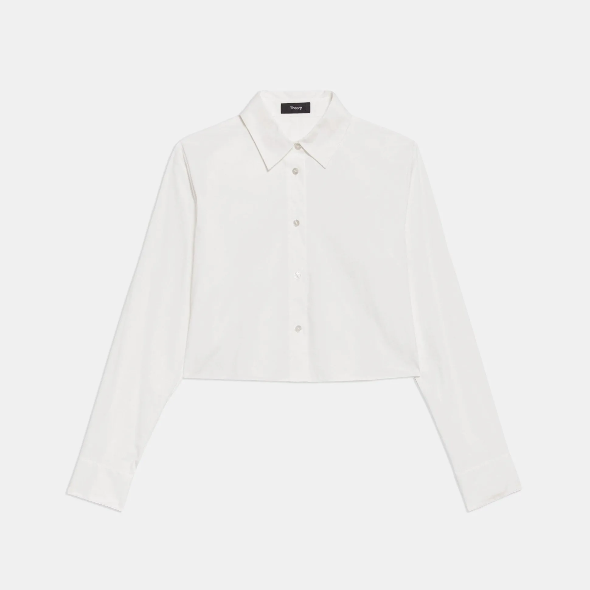 Theory Cropped Shirt In Good Cotton-Women Tops