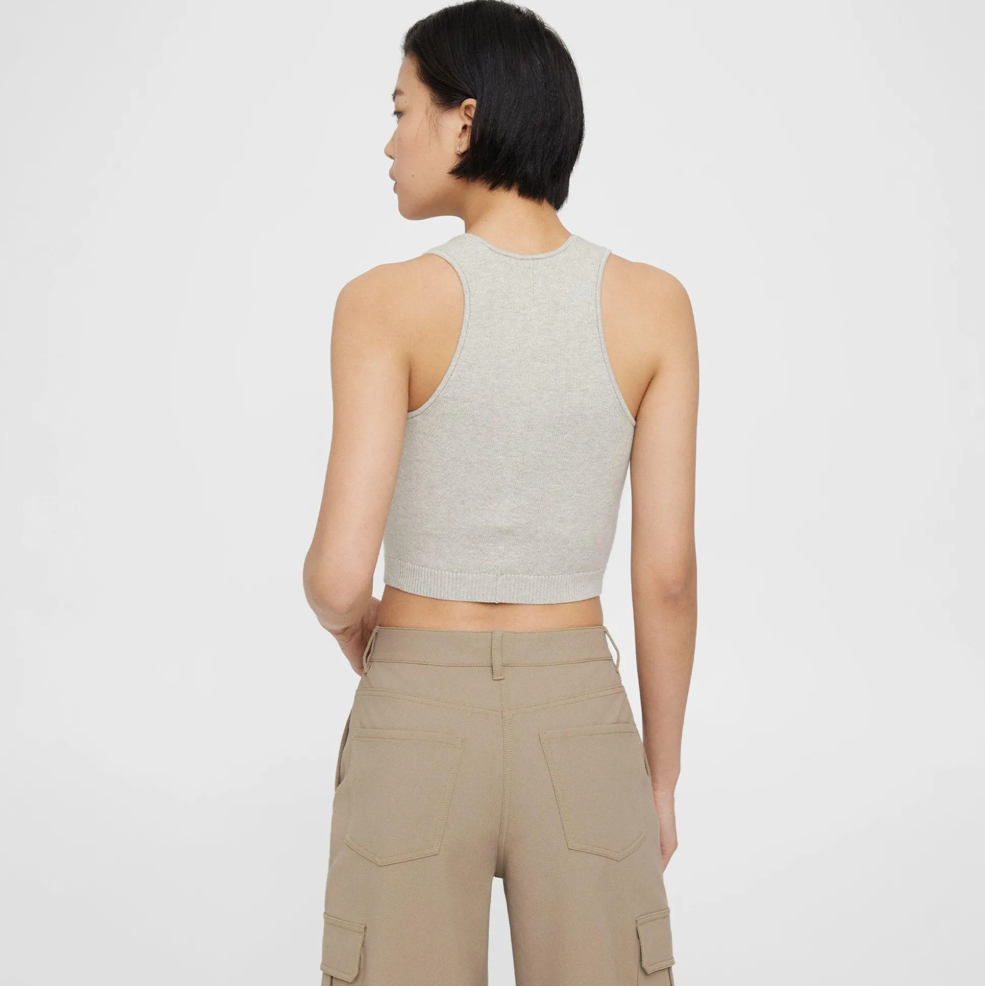 Theory Cropped Tank Top In Cotton-Cashmere-Women Sweaters + Cardigans