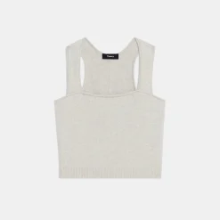 Theory Cropped Tank Top In Cotton-Cashmere-Women Sweaters + Cardigans