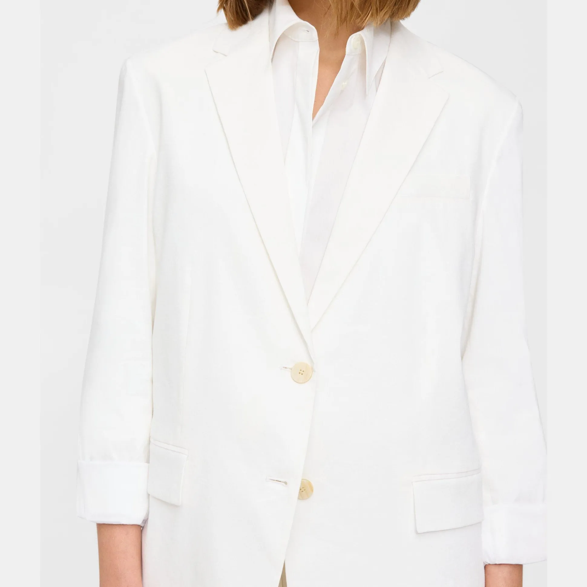 Theory Cuffed Blazer In Good Linen-Women Blazers + Jackets