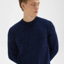 Theory Dinin Crewneck Sweater In Donegal Wool-Cashmere-Men Sweaters + Cardigans