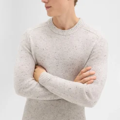 Theory Dinin Crewneck Sweater In Donegal Wool-Cashmere-Men Sweaters + Cardigans