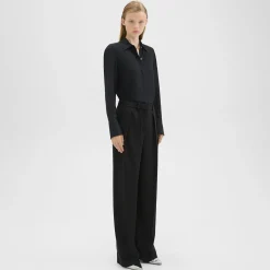 Theory Double Pleat Pant In Admiral Crepe-Women Suits|Pants