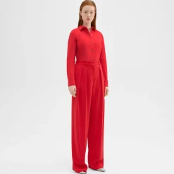 Theory Double Pleat Pant In Admiral Crepe-Women Suits|Pants