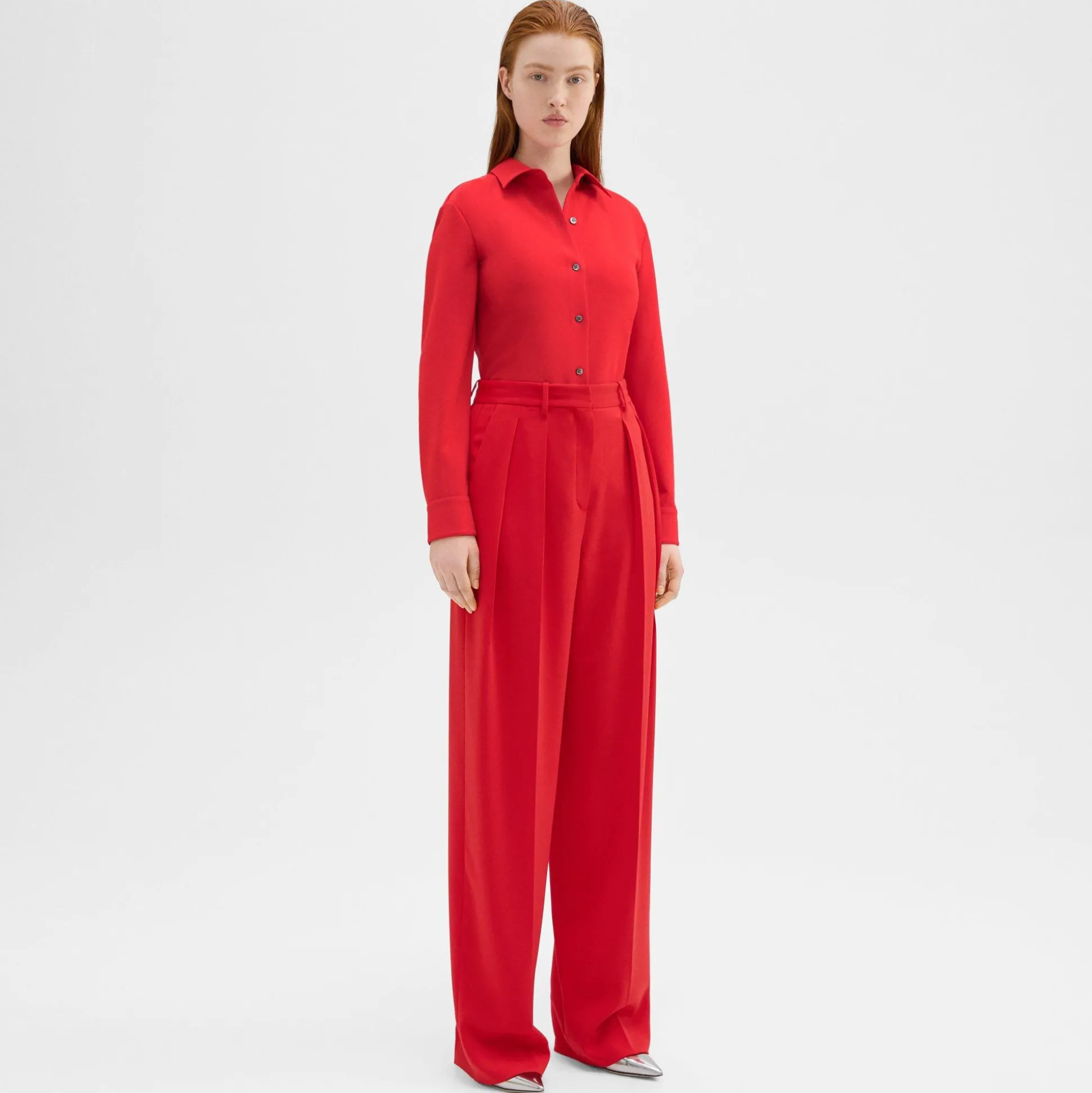 Theory Double Pleat Pant In Admiral Crepe-Women Suits|Pants