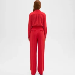 Theory Double Pleat Pant In Admiral Crepe-Women Suits|Pants