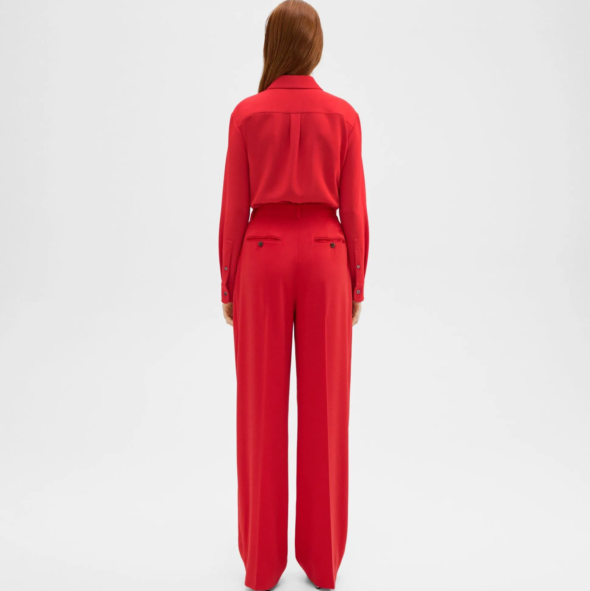 Theory Double Pleat Pant In Admiral Crepe-Women Suits|Pants