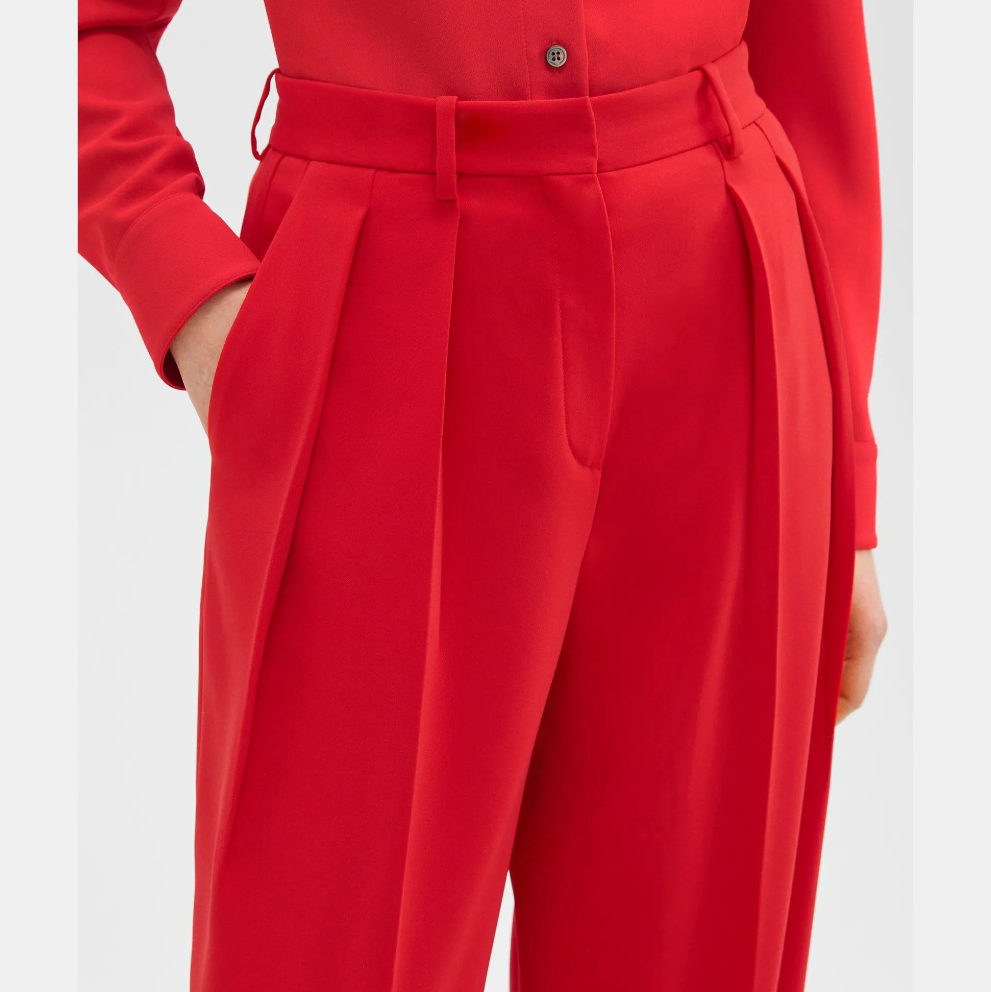 Theory Double Pleat Pant In Admiral Crepe-Women Suits|Pants