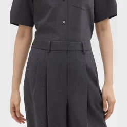 Theory Double Pleat Pant In Good Wool-Women Suits|Pants