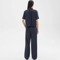 Theory Double Pleat Pant In Good Wool-Women Pants|Suits
