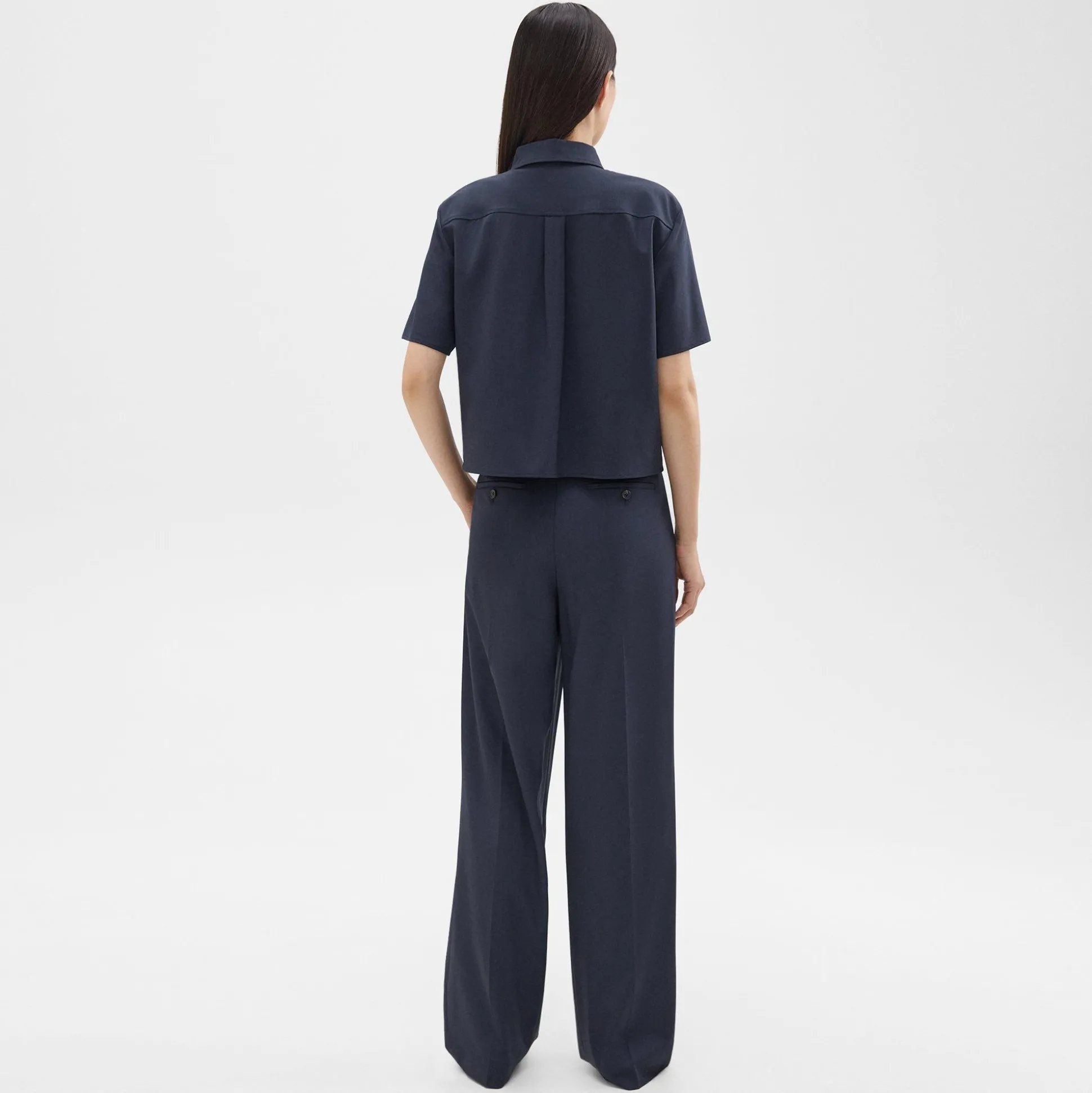 Theory Double Pleat Pant In Good Wool-Women Pants|Suits