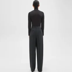 Theory Double Pleat Pant In Pinstripe Wool Flannel-Women Suits|Pants