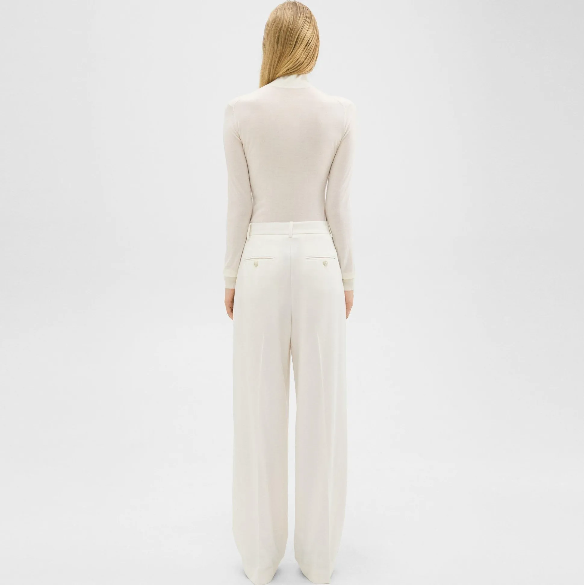 Theory Double Pleat Pant In Sleek Flannel-Women Suits|Pants