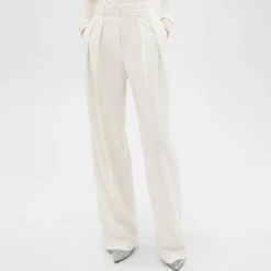 Theory Double Pleat Pant In Sleek Flannel-Women Suits|Pants