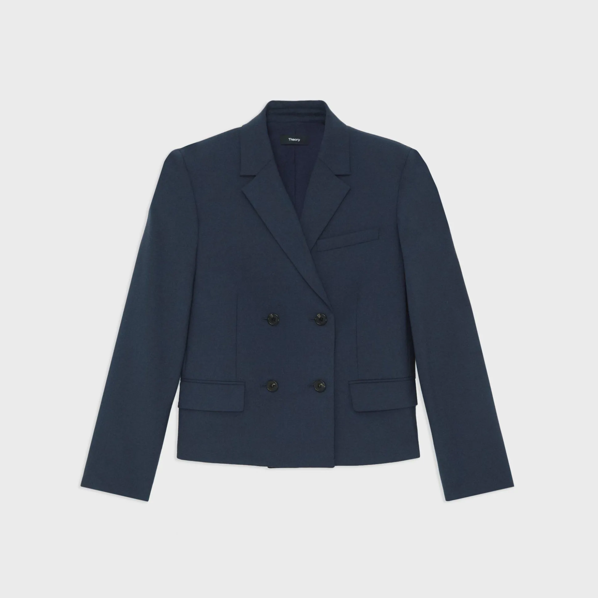 Theory Double-Breasted Blazer In Good Wool-Women Blazers + Jackets|Suits