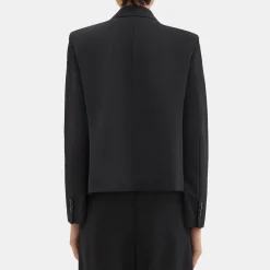 Theory Double-Breasted Blazer In Good Wool-Women Suits|Blazers + Jackets