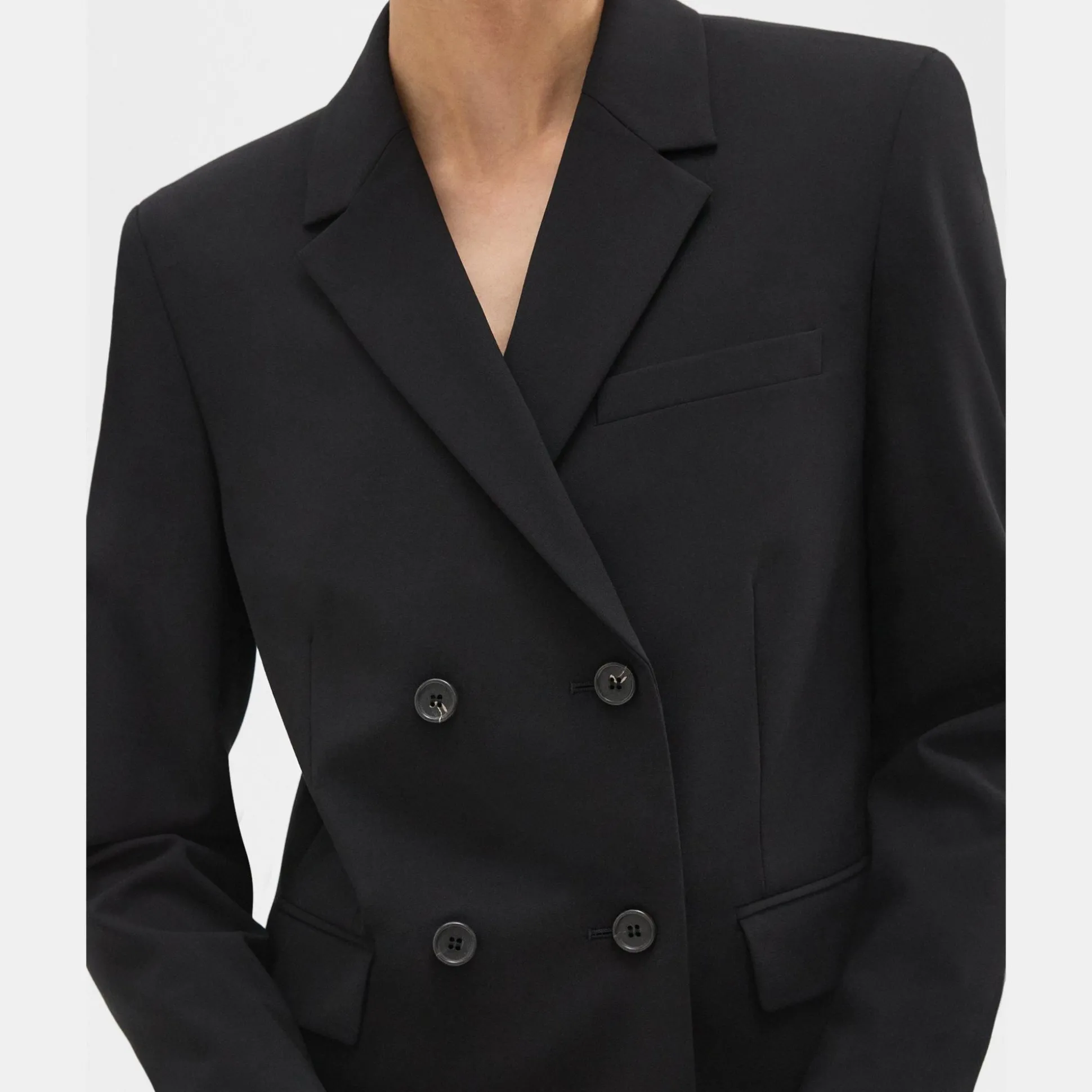 Theory Double-Breasted Blazer In Good Wool-Women Suits|Blazers + Jackets