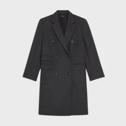 Theory Double-Breasted Coat In Circle Wool-Women Outerwear