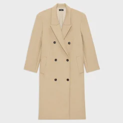 Theory Double-Breasted Coat In Recycled Wool-Blend Melton-Women Outerwear