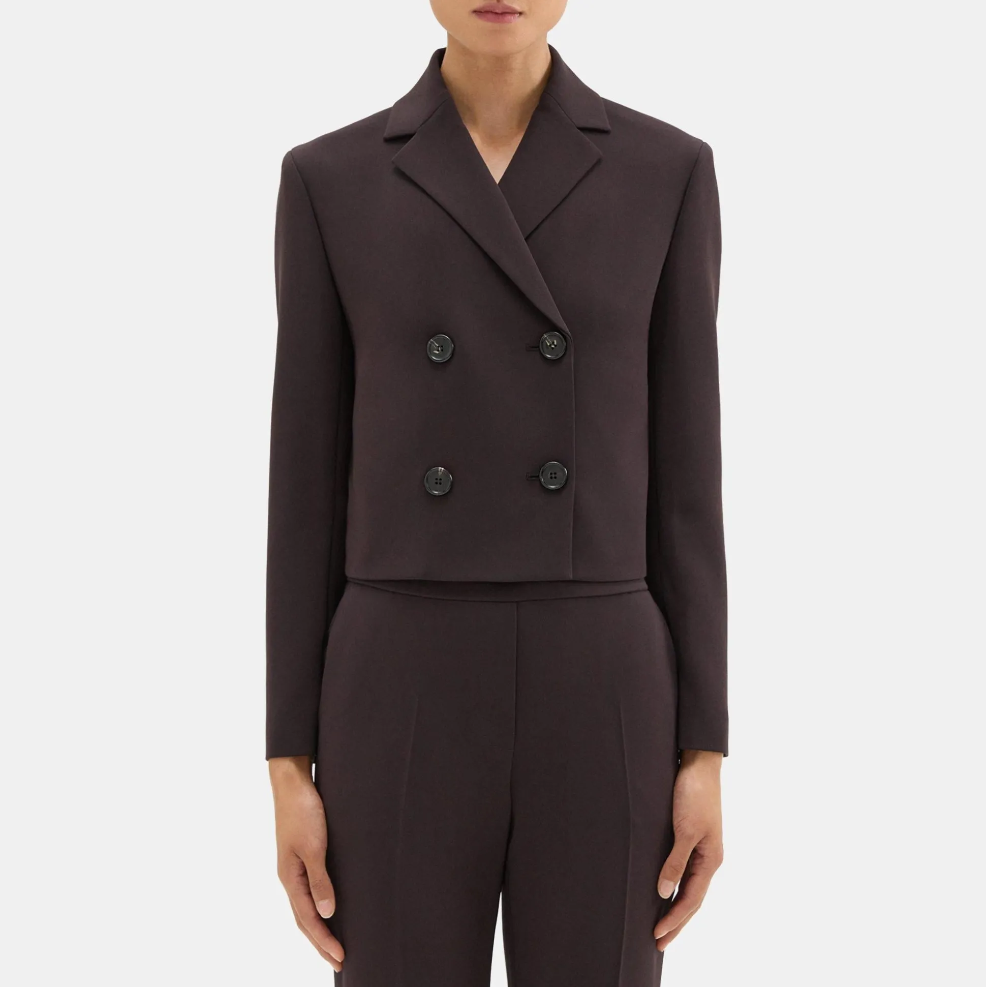 Theory Double-Breasted Crop Blazer In Admiral Crepe-Women Suits|Blazers + Jackets