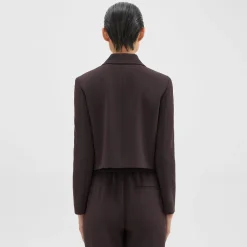 Theory Double-Breasted Crop Blazer In Admiral Crepe-Women Suits|Blazers + Jackets