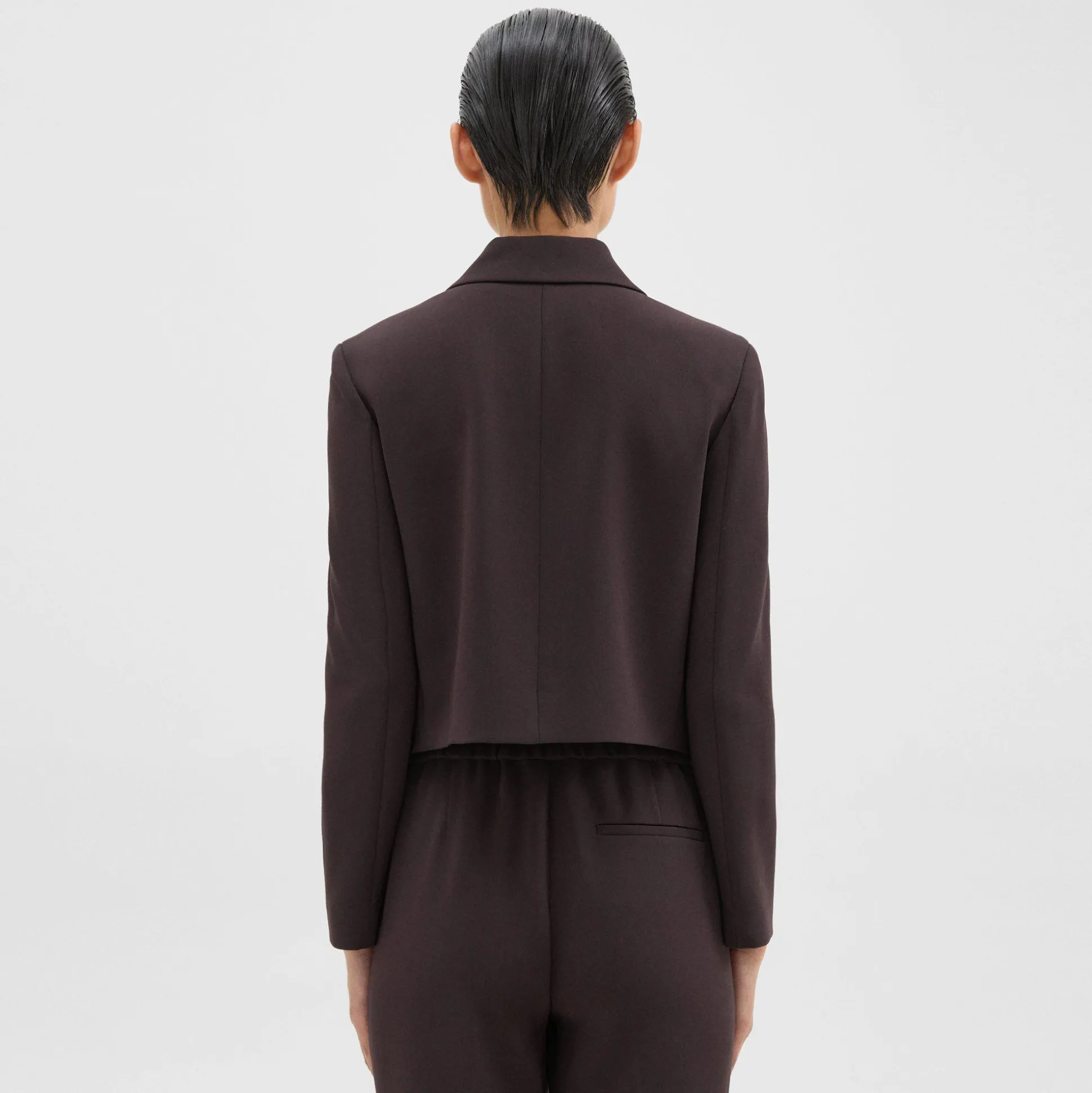 Theory Double-Breasted Crop Blazer In Admiral Crepe-Women Suits|Blazers + Jackets