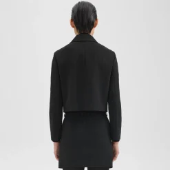 Theory Double-Breasted Crop Blazer In Admiral Crepe-Women Suits|Blazers + Jackets
