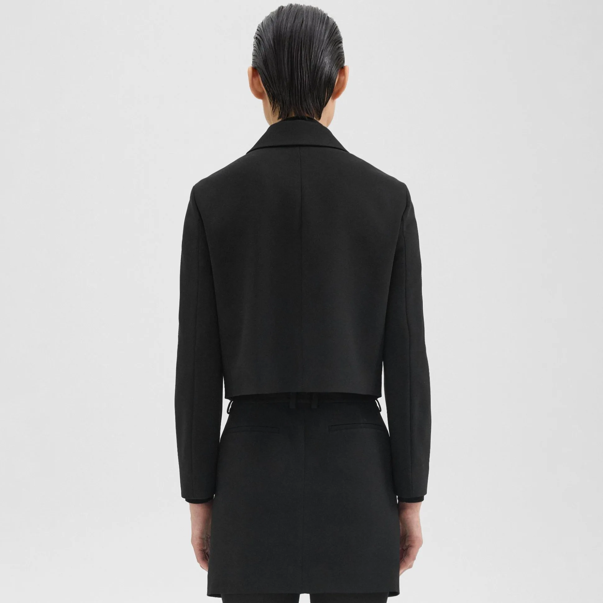 Theory Double-Breasted Crop Blazer In Admiral Crepe-Women Suits|Blazers + Jackets