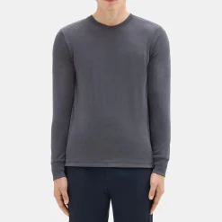 Theory Essential Long-Sleeve Tee In Anemone Modal Jersey-Men T-shirts + Polos