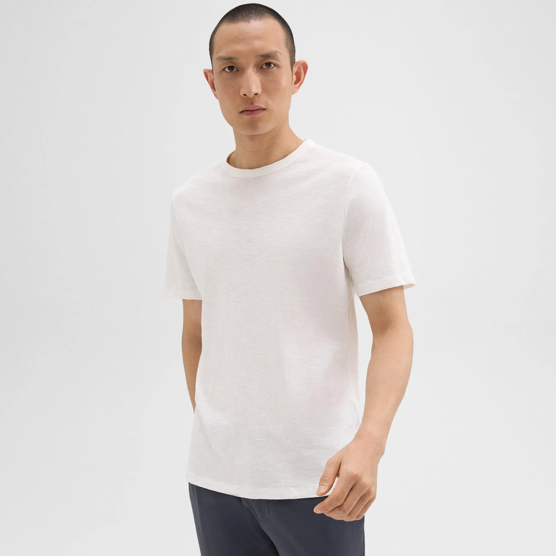 Theory Essential Tee In Cosmos Slub Cotton-Men T-shirts + Polos