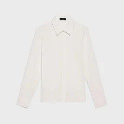 Theory Fitted Shirt In Silk Georgette-Women Tops