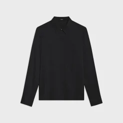 Theory Fitted Shirt In Silk Georgette-Women Tops