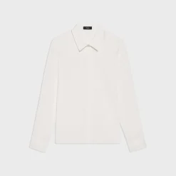 Theory Fitted Shirt In Silk Georgette-Women Tops