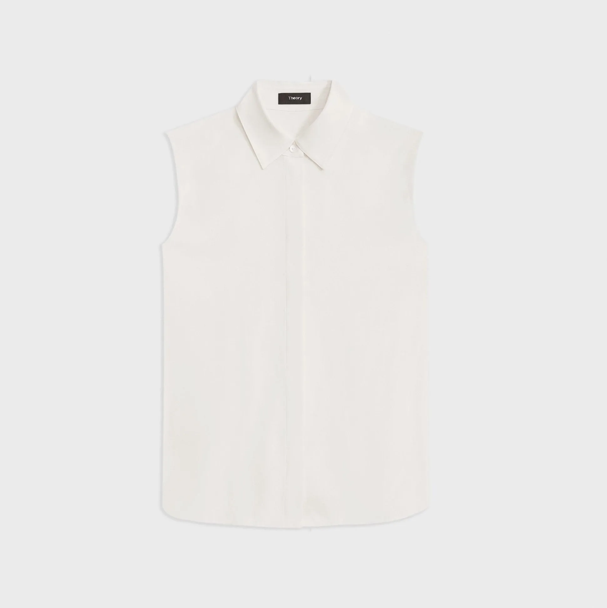 Theory Fitted Sleeveless Shirt In Silk Georgette-Women Tops