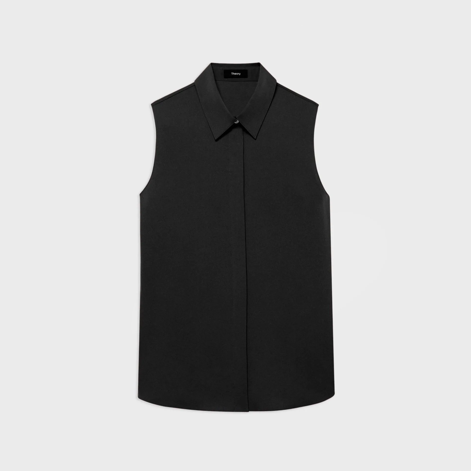Theory Fitted Sleeveless Shirt In Silk Georgette-Women Tops