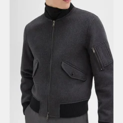 Theory Flight Bomber Jacket In Double-Face Wool-Cashmere-Men Outerwear