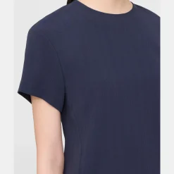 Theory Flutter Sleeve Top In Striped Admiral Crepe-Women Tops