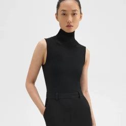 Theory Funnel Neck Combo Dress In Admiral Crepe-Women Dresses