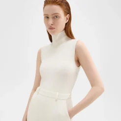 Theory Funnel Neck Combo Dress In Admiral Crepe-Women Dresses