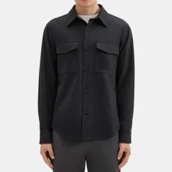 Theory Garvin Shirt Jacket In Recycled Wool-Blend Flannel-Men Shirts