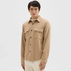 Theory Garvin Shirt Jacket In Recycled Wool-Blend Flannel-Men Shirts